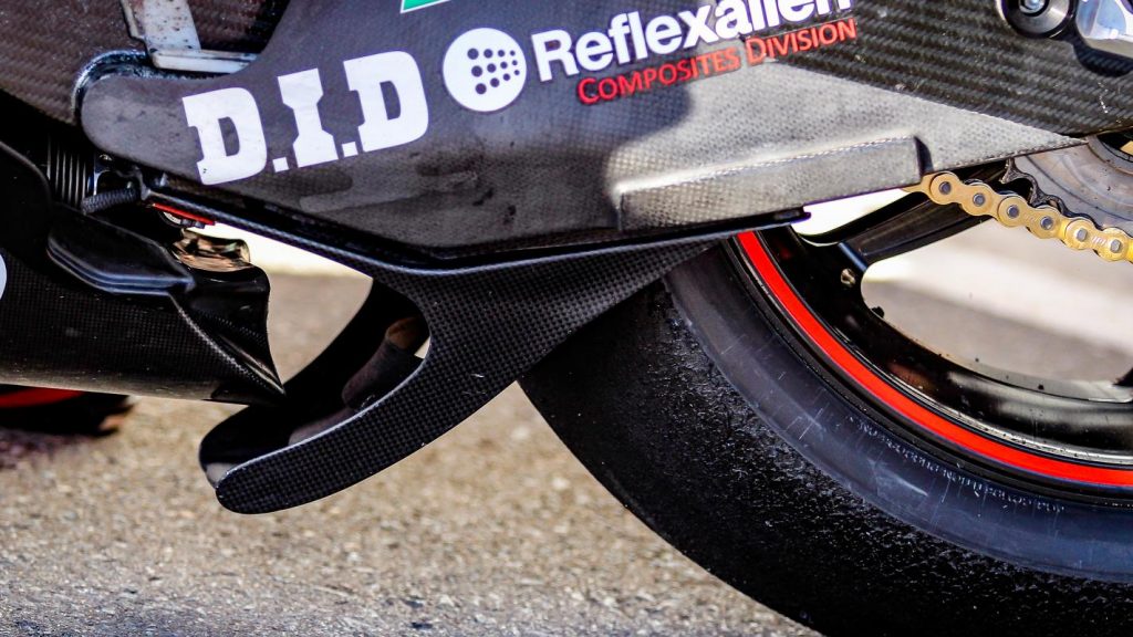 Spoiler on the bottom of the Ducati swingarm