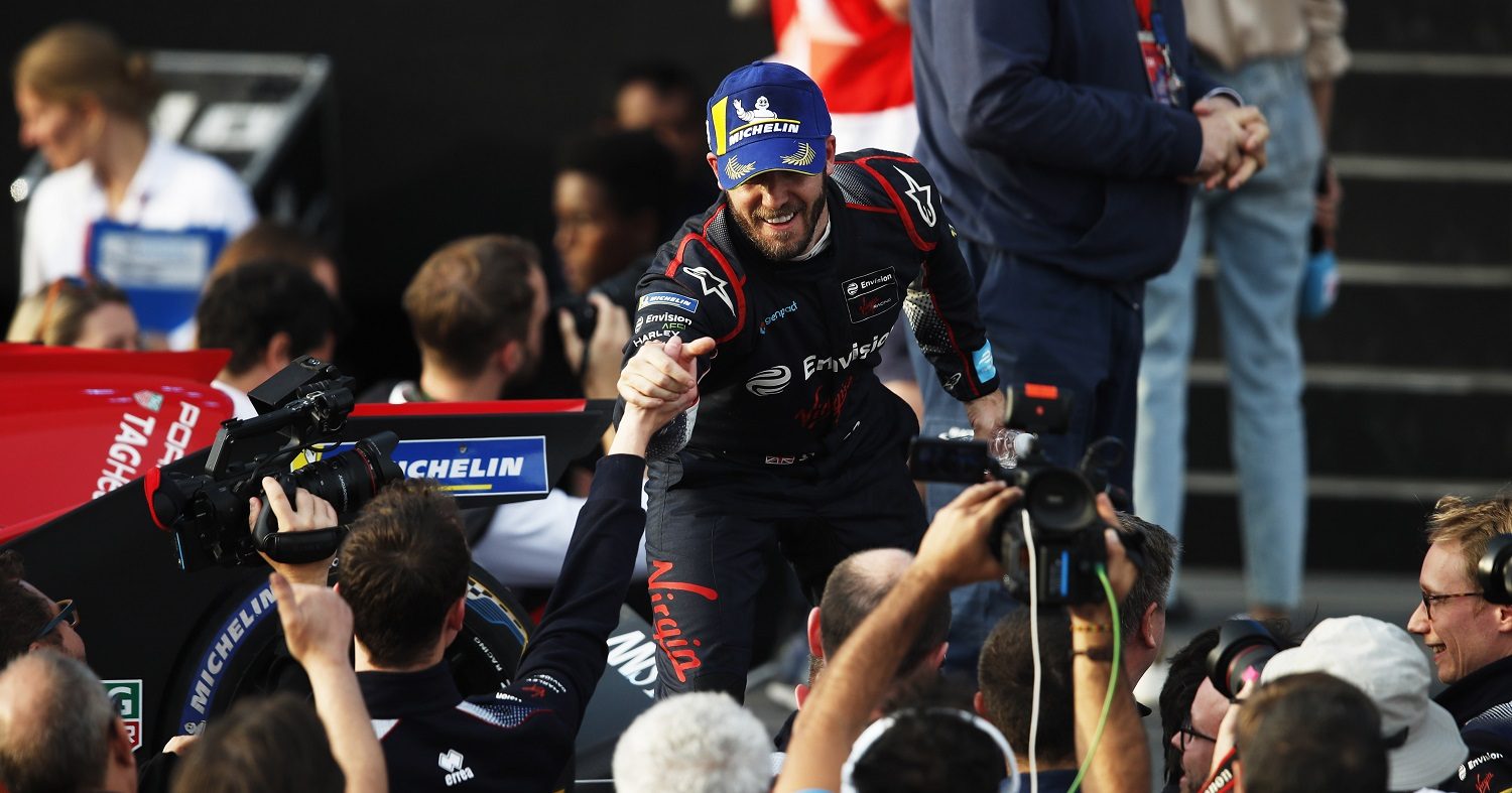 Sam Bird (GBR), Envision Virgin Racing, celebrates with his team.